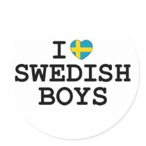 I Heart Swedish Boys Round Stickers