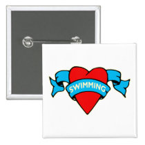 I heart swimming tattoo buttons