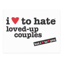 i heart to hate loved-up couples postcard
