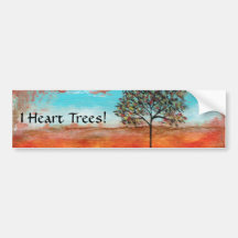 I Heart Trees Sticker From Original Painting Bumper Sticker