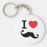 I heart twirly moustache key chains