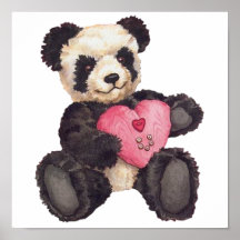 I Heart U Panda Posters