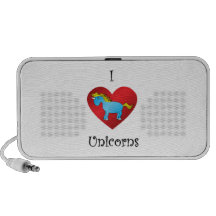 I heart unicorn in blue travel speaker