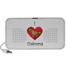 I heart unicorns in brown travel speakers