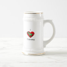 I heart unicorns in green and rainbow coffee mugs