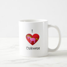 I heart unicorns in pink and gold mugs