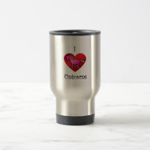 I heart unicorns in pink and silver mug