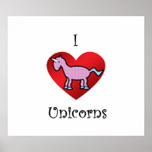 I heart unicorns in pink blue argyle posters