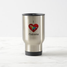 I heart unicorns in rainbow and white coffee mugs