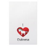 I heart unicorns in white green purple blue custom stationery