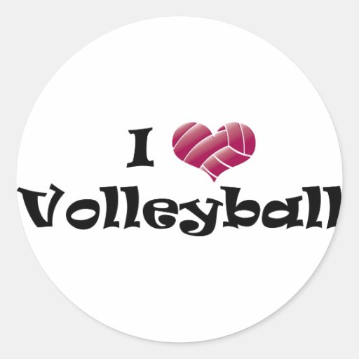 I heart volleyball (red) round sticker