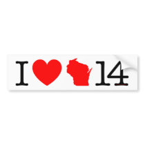I Heart Wisconsin 14 Bumper Stickers