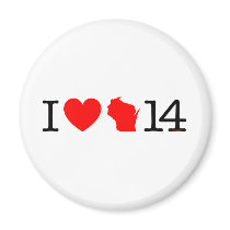 I Heart Wisconsin 14 Refrigerator Magnet