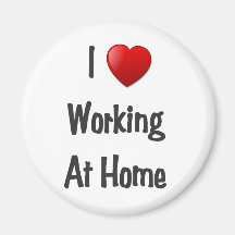 I heart working at home magnet round