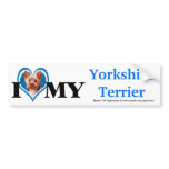 I Heart Yorkshire Terrier-Blue-Bumper Sticker