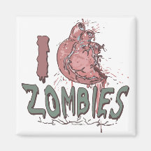 I Heart Zombies by Mudge Studios Fridge Magnet