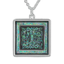 I Initial Monogram "Masselle Blue" Necklace