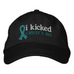 I Kicked Cancer's Ass - Ovarian Cancer Embroidered Hats
