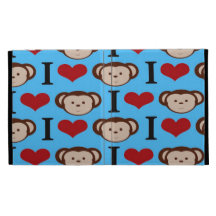 I le coeur Monkeys des Valentines de Teal de turqu Coques iPad Folio