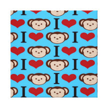 I le coeur Monkeys des Valentines de Teal de turqu Impression Sur Toile
