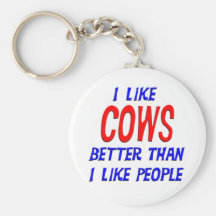 I Like Cows Better Than I Like People Keychain