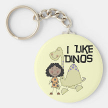 I Like Dinos - African American Girl Key Chains
