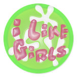 I Like Girls Flower Child Lesbian Round Sticker