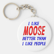 I Like Moose Better Than I Like People Keychain