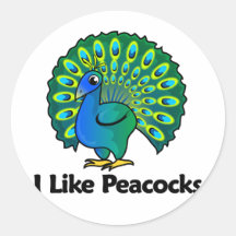 I Like Peacocks Round Sticker