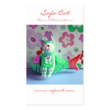 I Like To Sit Awhile And Think (Green Cat) Business Cards