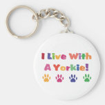 I Live With A Yorkie Keychains