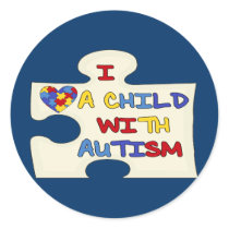 I Love A Child With Autism Round Stickers