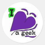 I Love a Geek Round Stickers