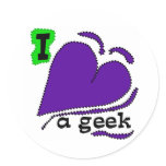 I Love a Geek Round Stickers