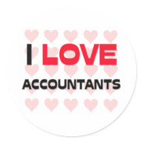 I LOVE ACCOUNTANTS ROUND STICKERS