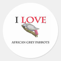 I Love African Grey Parrots Stickers