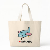 I Love Airplanes Tote Bags