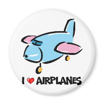 I Love Airplanes Refrigerator Magnets