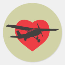 I Love Airplanes Round Stickers