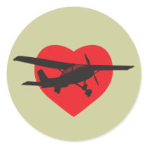 I Love Airplanes Round Stickers