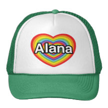 I love Alana, rainbow heart Hats