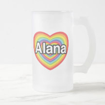 I love Alana, rainbow heart Mug