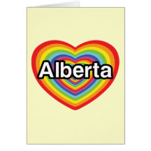 I love Alberta, rainbow heart Card