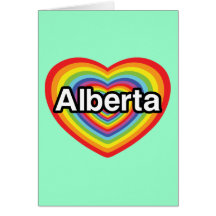 I love Alberta, rainbow heart Card