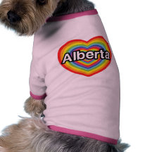 I love Alberta, rainbow heart Dog T-shirt