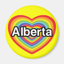 I love Alberta, rainbow heart Magnets