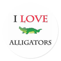 I Love Alligators Round Sticker