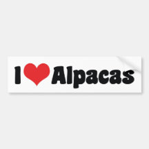 I Love Alpacas Bumper Sticker