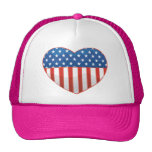 I Love America - United States Flag Heart Mesh Hats