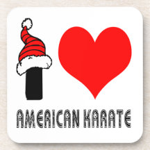I Love American Karate Design Beverage Coaster